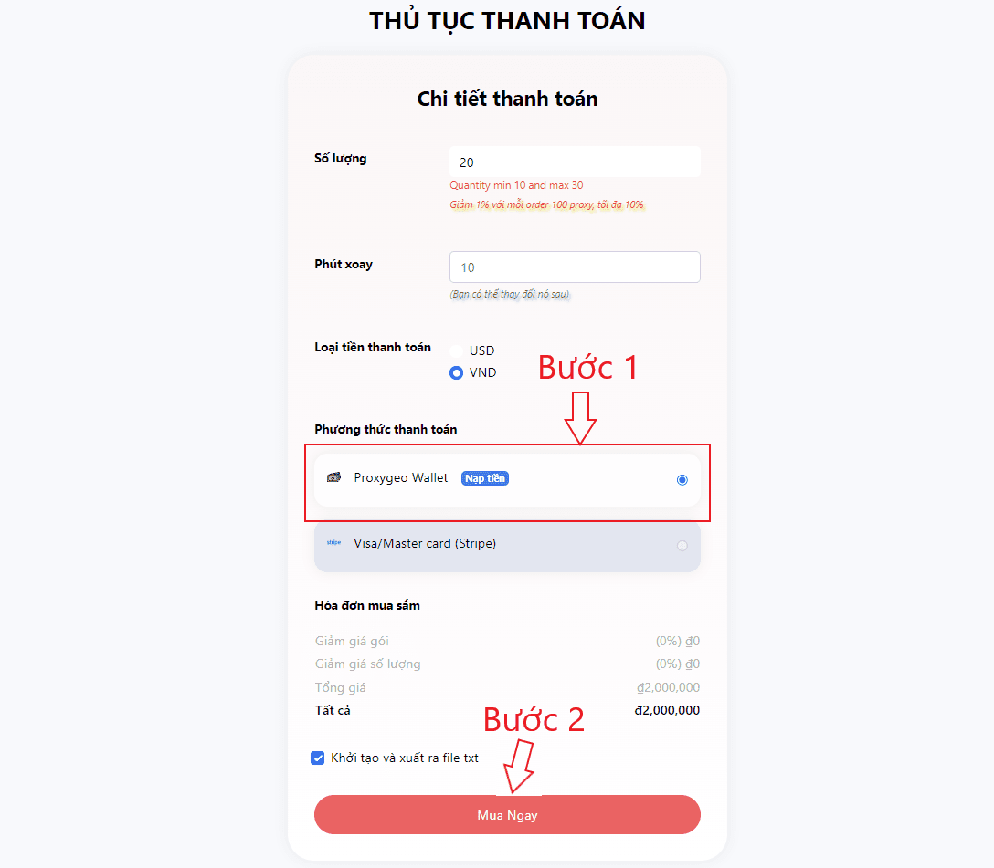 Click vào Proxygeo Wallet
