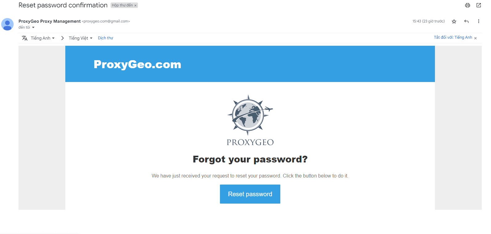 Click vào Reset Password